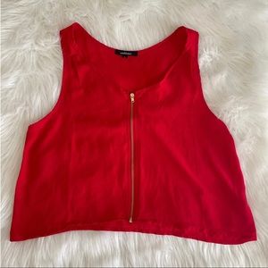 Ambiance(NWOT)Red Crop Top with Gold Zipper